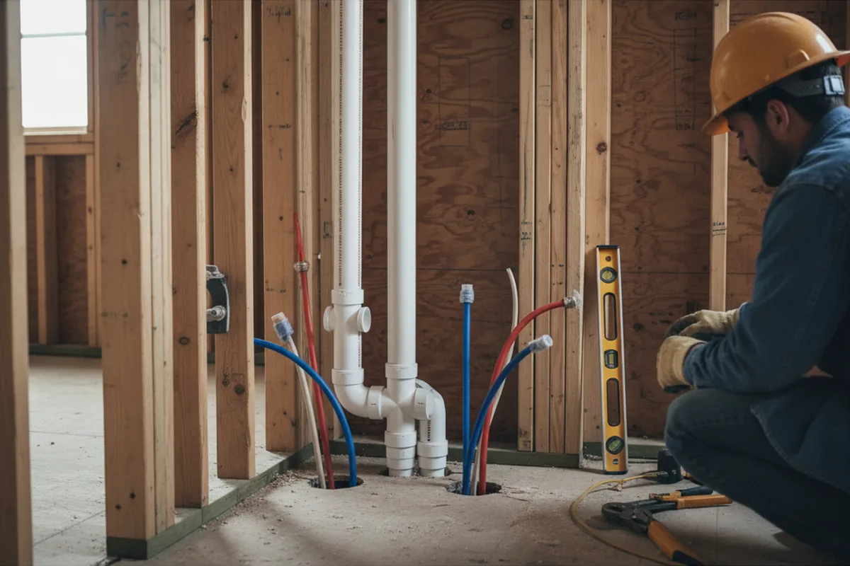 Drain and supply rough-in during Drain Cleaning in Homewood